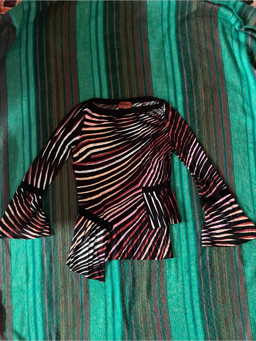 Missoni Striped Peplum Bell-Sleeve Top